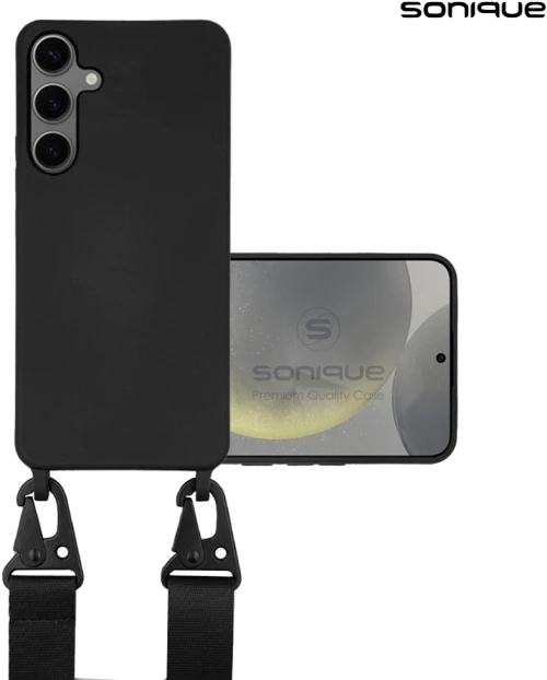 Θήκη Σιλικόνης με Strap CarryHang Sonique Samsung Galaxy S24 Μαύρο - Sonique - Μαύρο - Galaxy S24 - Θήκες Πλάτης