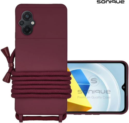 Θήκη Σιλικόνης με Κορδόνι CarryHang Sonique Xiaomi Poco M5 Μπορντώ - Sonique - Μπορντώ - Poco M5 - Θήκες Πλάτης