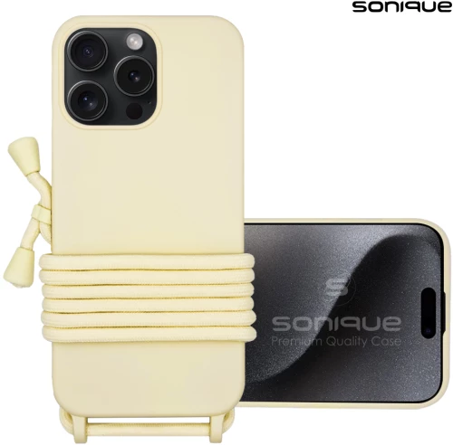 Θήκη Σιλικόνης με Κορδόνι CarryHang Sonique Apple iPhone 15 Pro Max Μπεζ - Sonique - Μπεζ - iPhone 15 Pro Max - Θήκες Πλάτης