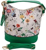 Γυναικεία τσάντα με floral σχέδιο ΑΣΠΡΟ/ΠΡΑΣΙΝΟ
