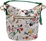 Γυναικεία τσάντα με floral σχέδιο ΑΣΠΡΟ/ΠΡΑΣΙΝΟ