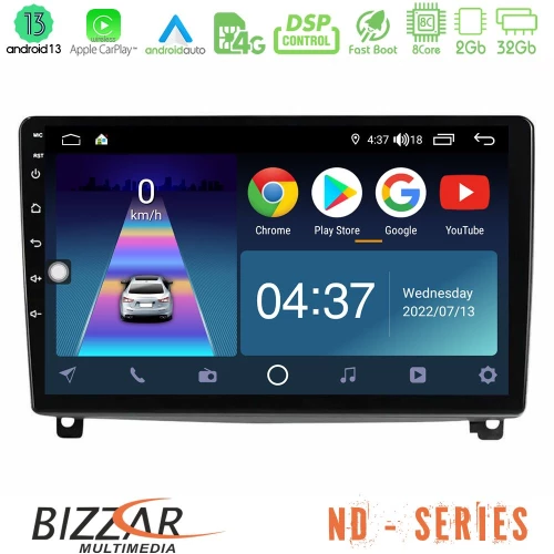 Bizzar ND Series 8Core Android13 2+32GB Peugeot 407 Navigation Multimedia Tablet 9"