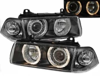 Μπροστινά Φανάρια Set Για Bmw 3 E36 90-99 Sedan / Compact / Touring Angel Eyes Μαύρα H7/H7 Depo