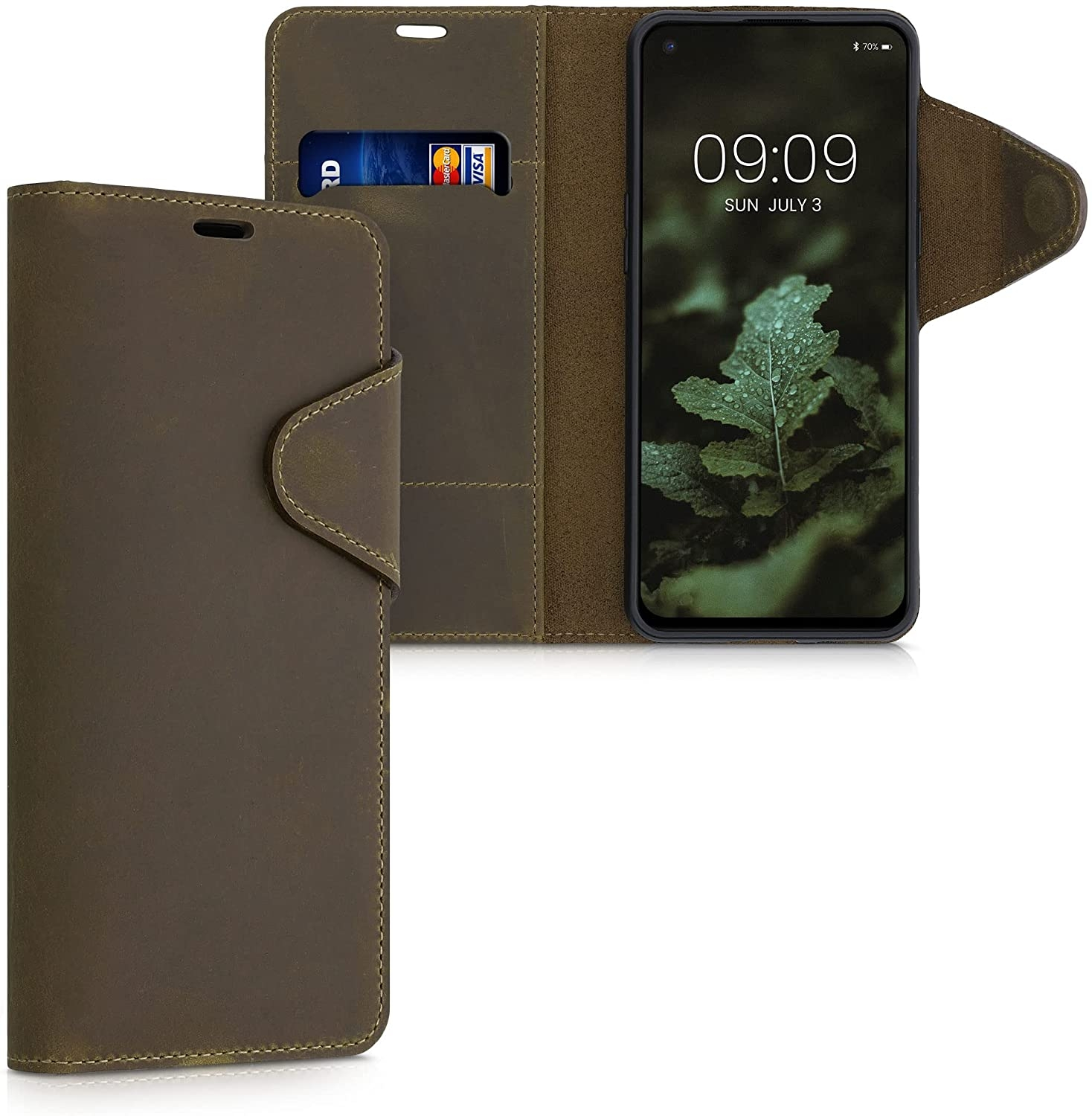 Kalibri Δερμάτινη Suede Θήκη Πορτοφόλι OnePlus Nord 2 5G - Brown (56782.05)