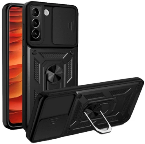 Bodycell Armor Slide - Ανθεκτική Θήκη Samsung Galaxy S21 5G με Κάλυμμα για την Κάμερα & Μεταλλικό Ring Holder - Black (5206015004841)