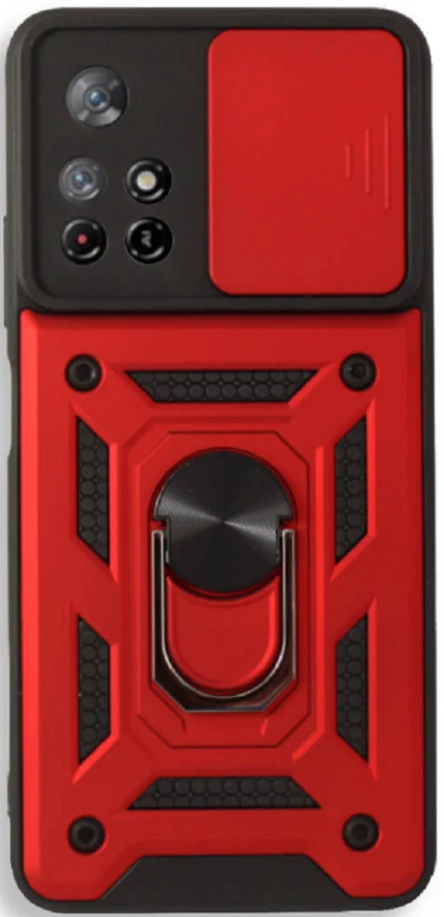Bodycell Armor Slide - Ανθεκτική Θήκη Xiaomi Poco M4 Pro 5G / Redmi Note 11S 5G / Redmi Note 11T 5G με Κάλυμμα για την Κάμερα & Μεταλλικό Ring Holder - Red (5206015003981)