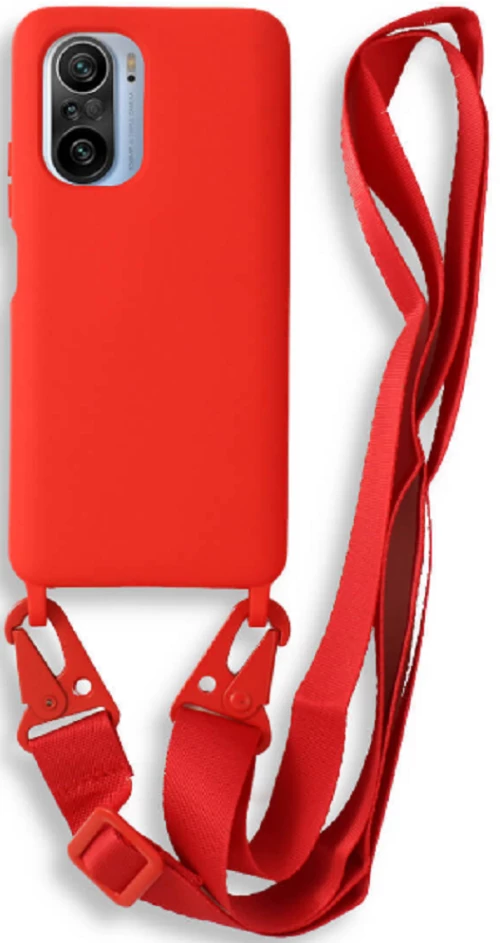 Bodycell Θήκη Σιλικόνης με Λουράκι Λαιμού - Xiaomi Mi 11i / Poco F3 - Red (5206015001994)