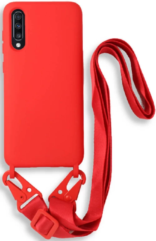 Bodycell Θήκη Σιλικόνης με Λουράκι Λαιμού - Samsung Galaxy A70 / A70s - Red (5206015001628)