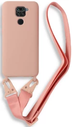 Bodycell Θήκη Σιλικόνης με Λουράκι Λαιμού - Xiaomi Redmi Note 9 - Pink (5206015002526)