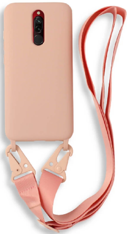 Bodycell Θήκη Σιλικόνης με Λουράκι Λαιμού - Xiaomi Redmi 8 - Pink (5206015002779)