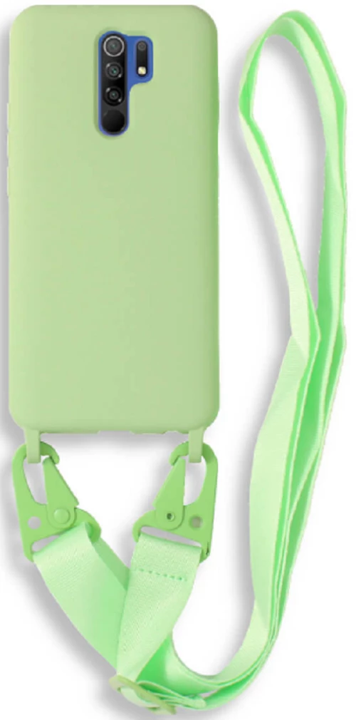 Bodycell Θήκη Σιλικόνης με Λουράκι Λαιμού - Xiaomi Redmi 9 - Green (5206015002809)