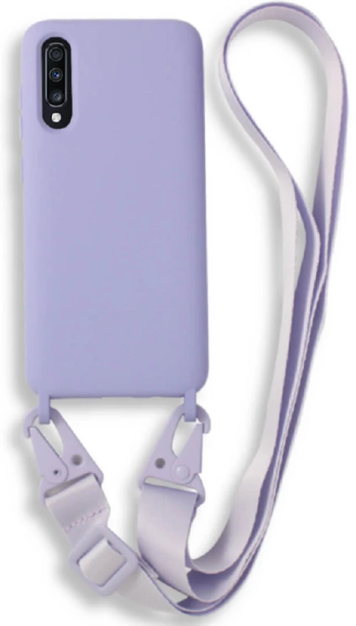 Bodycell Θήκη Σιλικόνης με Λουράκι Λαιμού - Samsung Galaxy A70 - Violet (5206015001635)