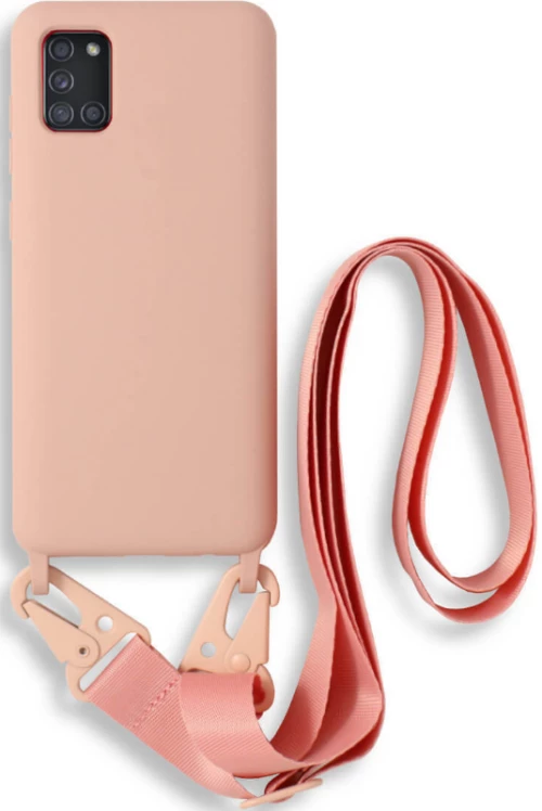 Bodycell Θήκη Σιλικόνης με Λουράκι Λαιμού - Samsung Galaxy A31 - Pink (5206015001369)