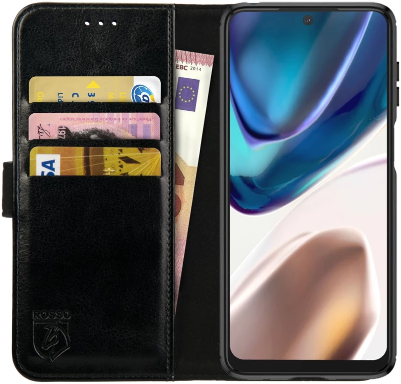 Rosso Element PU Θήκη Πορτοφόλι Motorola Moto G42 - Black (8719246365942)