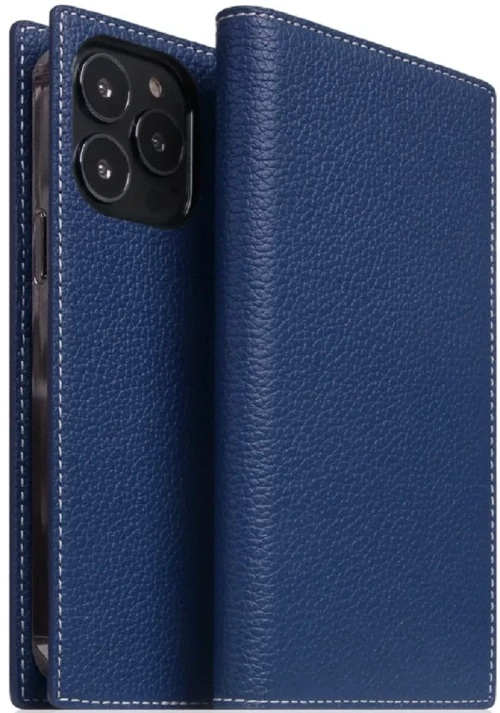 SLG Design D8 Full Grain Leather - Δερμάτινη Θήκη - Πορτοφόλι Flip Apple iPhone 14 Pro - Navy Blue (SD-D8G-DC-IP14P-NB)