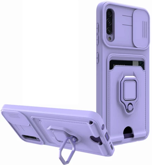 Bodycell Multifunction - Ανθεκτική Θήκη Samsung Galaxy A50/A30s με Λουράκι Λαιμού / Κάλυμμα Κάμερας / Ring Holder / Υποδοχή Κάρτας - Purple (5206015013027)