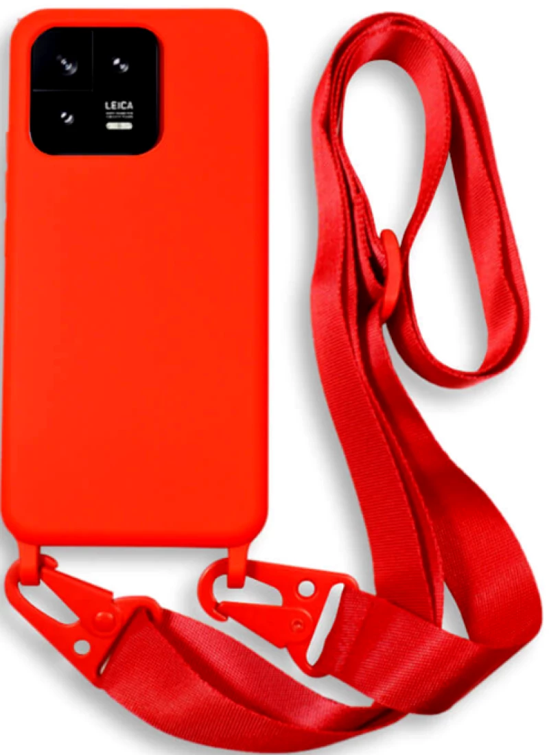 Bodycell Θήκη Σιλικόνης με Λουράκι Λαιμού - Xiaomi 13 - Red (5206015026478)