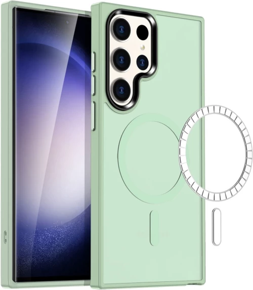 HappyCase Ημιδιάφανη Σκληρή Θήκη MagSafe - Samsung Galaxy S23 Ultra - Matte Green (8719246412813)