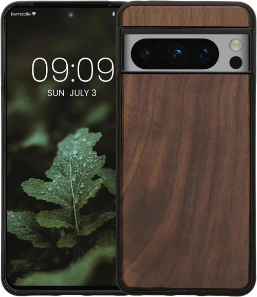KWmobile Σκληρή Ξύλινη Θήκη με TPU Bumper - Google Pixel 8 Pro - Walnut / Dark Brown (61872.18)