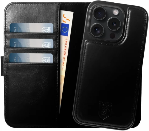 Rosso Elite - MagSafe Δερμάτινη Θήκη / Πορτοφόλι - Apple iPhone 14 Pro - Black (8719246420092)