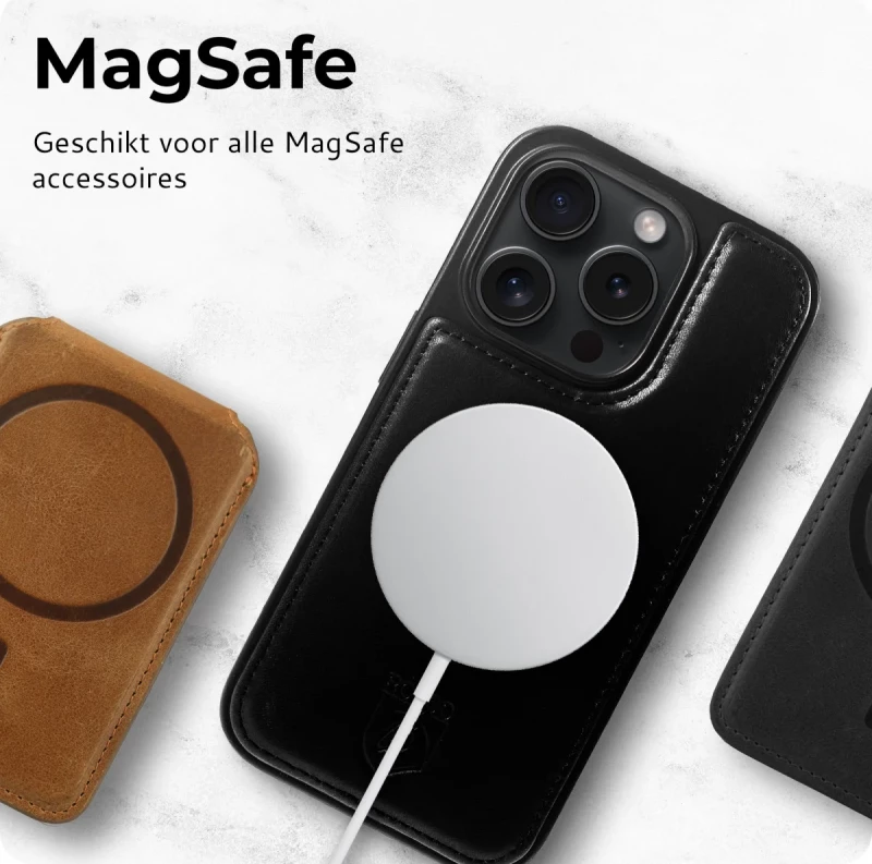 Rosso Elite - MagSafe Δερμάτινη Θήκη / Πορτοφόλι - Apple iPhone 14 Pro - Black (8719246420092)