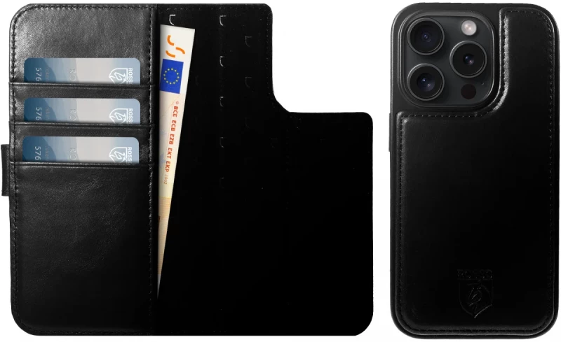 Rosso Elite - MagSafe Δερμάτινη Θήκη / Πορτοφόλι - Apple iPhone 14 Pro - Black (8719246420092)