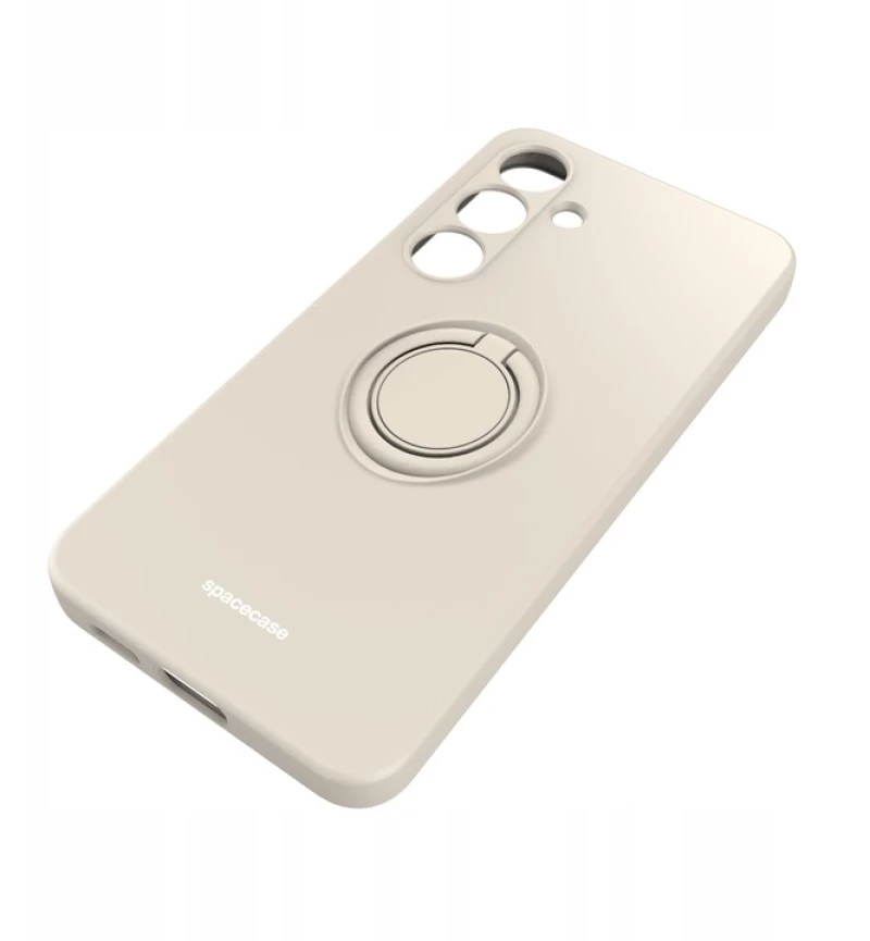 Θήκη Σιλικόνης με Μεταλλικό Μαγνητικό Ring Holder - Samsung Galaxy S24 - Spacecase Silicone Ring - Bone (5905719106713)