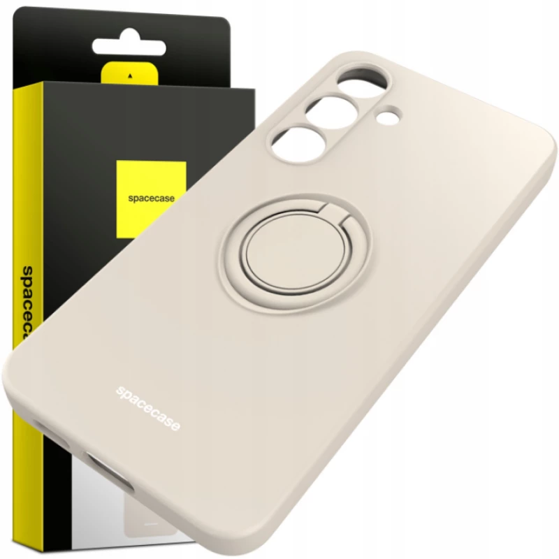Θήκη Σιλικόνης με Μεταλλικό Μαγνητικό Ring Holder - Samsung Galaxy S24 - Spacecase Silicone Ring - Bone (5905719106713)