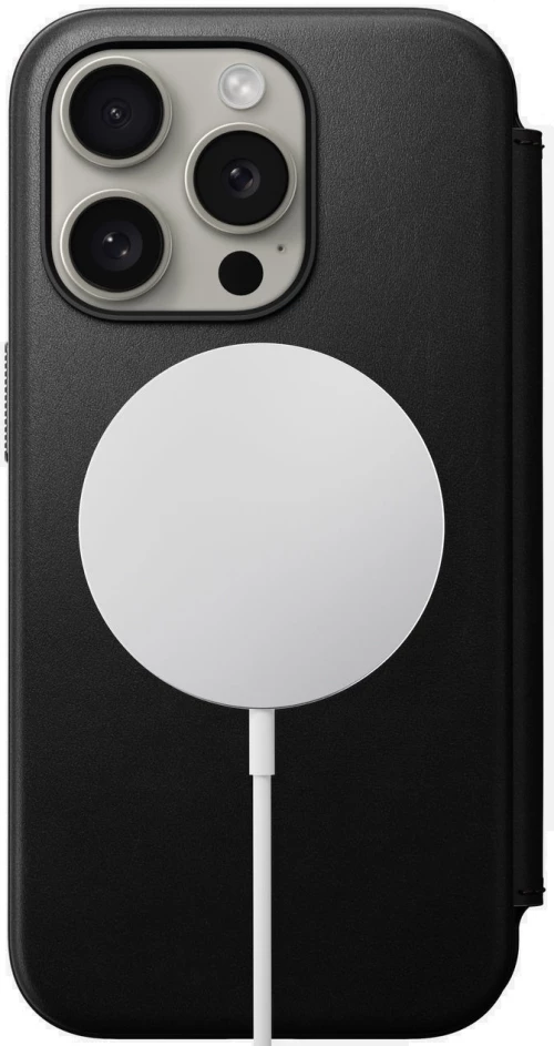 Nomad Modern Leather Folio - MagSafe Δερμάτινη Θήκη - Πορτοφόλι Apple iPhone 15 Pro - Black (NM01627685)