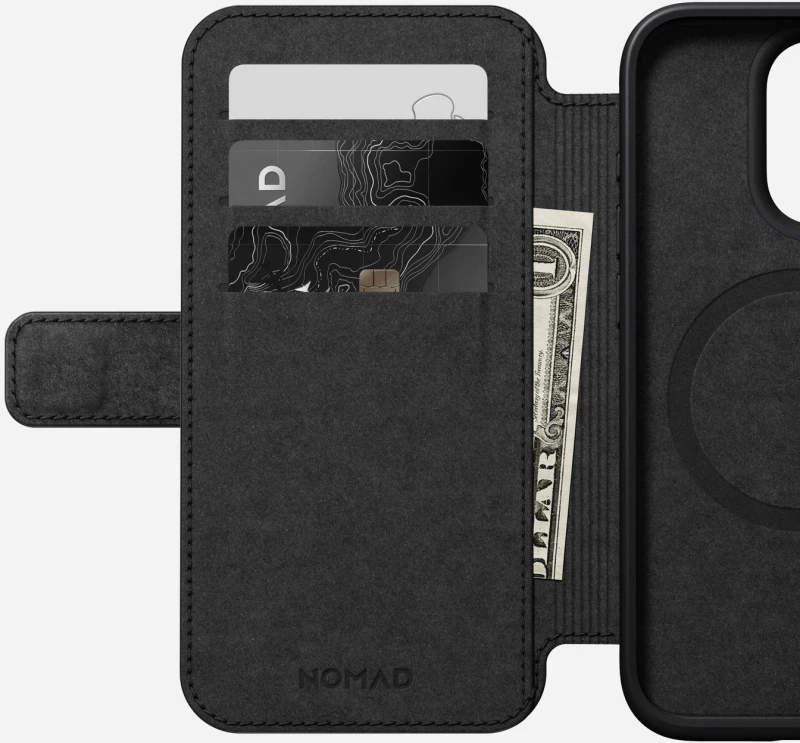 Nomad Modern Leather Folio - MagSafe Δερμάτινη Θήκη - Πορτοφόλι Apple iPhone 15 Pro - Black (NM01627685)