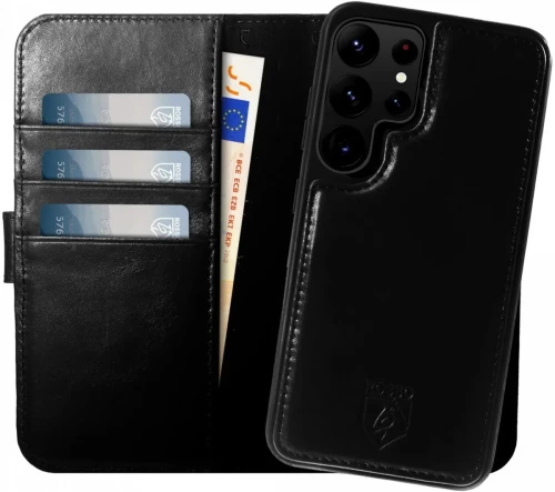 Rosso Elite - MagSafe Δερμάτινη Θήκη / Πορτοφόλι - Samsung Galaxy S23 Ultra - Black (8719246441998)