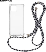 Θήκη Σιλικόνης με Κορδόνι Sonique Armor Clear Apple iPhone 15 Rainbow Μαύρο - Sonique - Rainbow Μαύρο - iPhone 15 - Θήκες Πλάτης