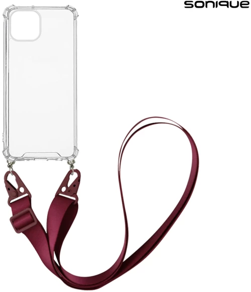Θήκη Σιλικόνης με Strap Sonique Armor Clear Apple iPhone 15 Plus Μπορντώ - Sonique - Μπορντώ - iPhone 15 Plus - Θήκες Πλάτης