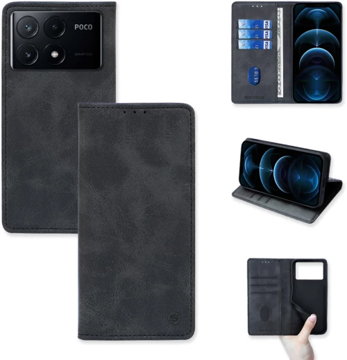 Θήκη Πορτοφόλι Vintage Magnet Wallet Sonique Xiaomi Poco X6 Pro 5G Μαύρο - Sonique - Μαύρο - Poco X6 Pro 5G - Θήκη Πορτοφόλι