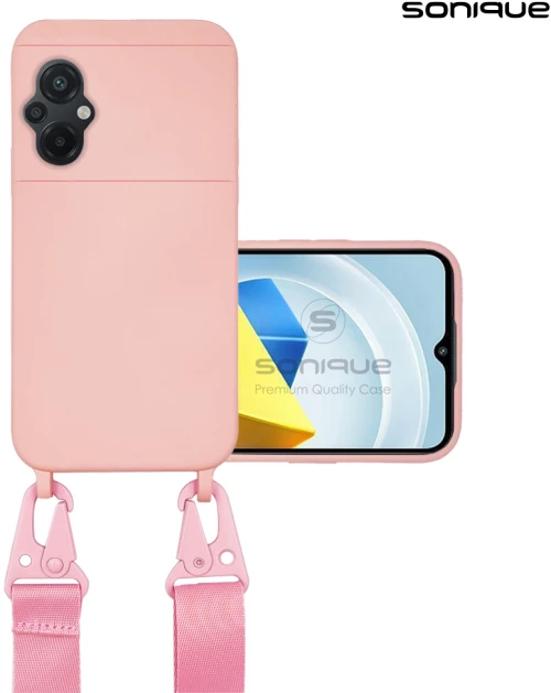 Θήκη Σιλικόνης με Strap CarryHang Sonique Xiaomi Poco M5 Ροζ - Sonique - Ροζ - Poco M5 - Θήκες Πλάτης