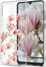 KWmobile Θήκη Σιλικόνης Samsung Galaxy A02s - Magnolias / Pink / White / Transparent (54046.02)