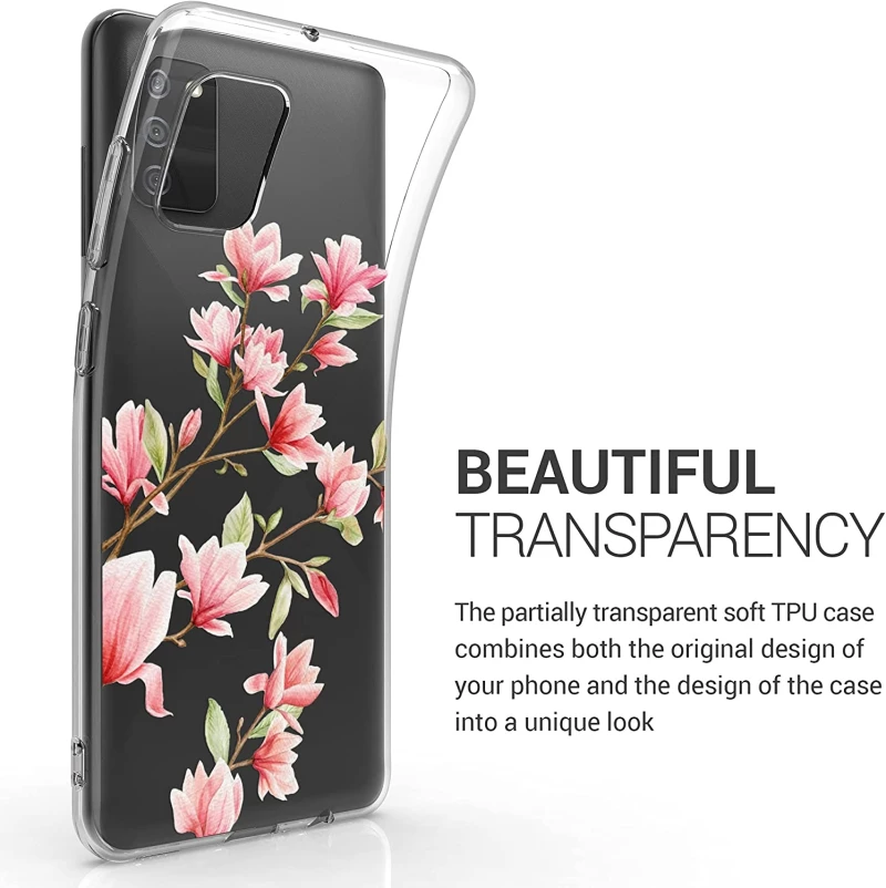 KWmobile Θήκη Σιλικόνης Samsung Galaxy A02s - Magnolias / Pink / White / Transparent (54046.02)