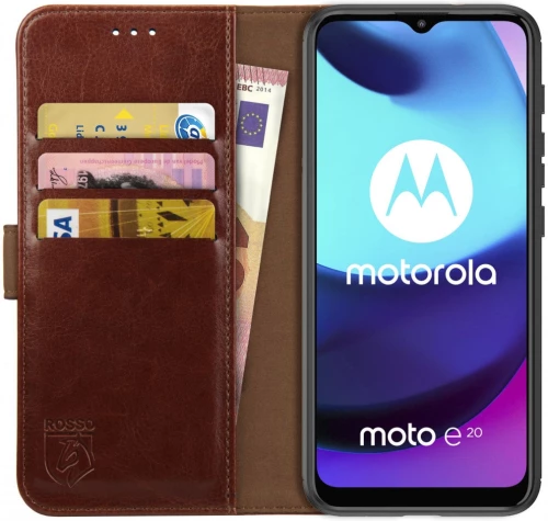 Rosso Element PU Θήκη Πορτοφόλι Motorola Moto E20 - Brown (8719246342356)