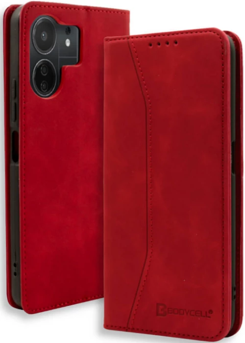 Bodycell Θήκη - Πορτοφόλι Xiaomi Redmi 13C / Poco C65 - Red (5206015073144)
