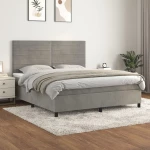 Κρεβάτι Boxspring με Στρώμα Ανοιχτό Γκρι 180x200 εκ. Βελούδινο Γκρι 3143097