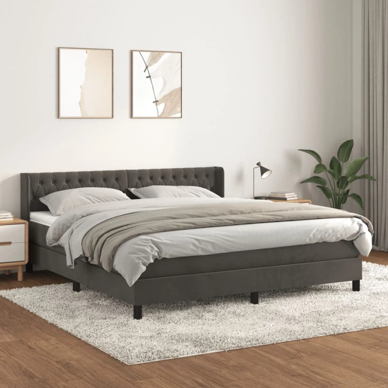 Κρεβάτι Boxspring με Στρώμα Σκούρο Γκρι 180x200 εκ. Βελούδινο 3131154