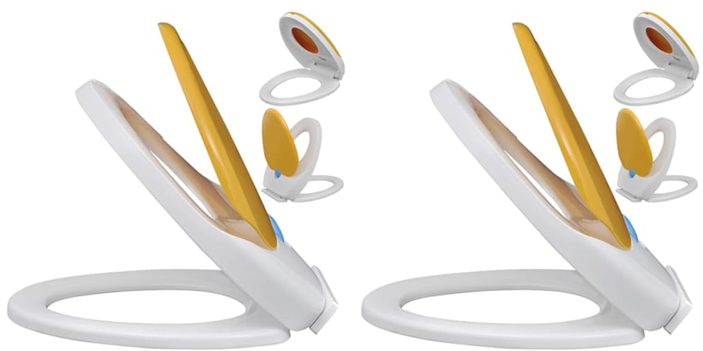 Καθίσματα Τουαλέτας με Soft Close 2 τεμ. Λευκά/Κίτρινα Πλαστικά Πολύχρωμο 275931