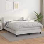 Κρεβάτι Boxspring με Στρώμα Λευκό 140x190εκ.από Συνθετικό Δέρμα Λευκό 3127188