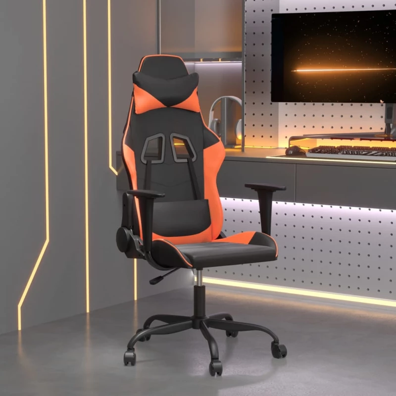 Καρέκλα Gaming Μαύρο/Πορτοκαλί Συνθετικό Δέρμα Μαύρο 3143647