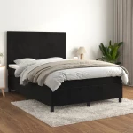Κρεβάτι Boxspring με Στρώμα Μαύρο 140x200 εκ. Βελούδινο Μαύρο 3142907