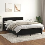Κρεβάτι Boxspring με Στρώμα Μαύρο 140x200 εκ. Βελούδινο Μαύρο 3141307