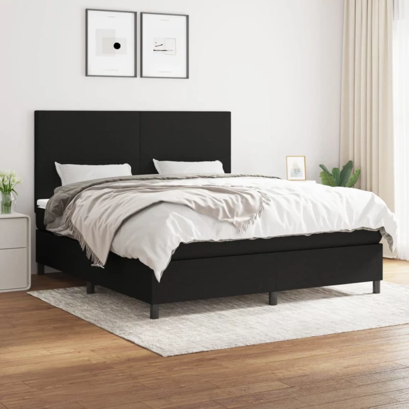 Κρεβάτι Boxspring με Στρώμα Μαύρο 160x200 εκ. Υφασμάτινο Μαύρο 3141627