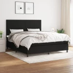 Κρεβάτι Boxspring με Στρώμα Μαύρο 160x200 εκ. Υφασμάτινο Μαύρο 3141627