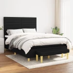 Κρεβάτι Boxspring με Στρώμα Μαύρο 140x200 εκ. Υφασμάτινο Μαύρο 3137239