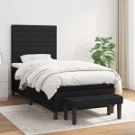 Κρεβάτι Boxspring με Στρώμα Μαύρο 90x190 εκ.Υφασμάτινο Μαύρο 3136639